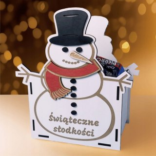 Bałwanek Pudełko na słodycze Ozdoba Świąteczna Pojemnik Drewniany Bałwan