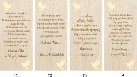 Drewniane pudełko na pieniądze z grawerem i wstążką Prezent Pamiątka Ślubna