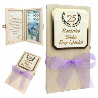 Drewniane pudełko na rocznicę ślubu z grawerem Jubileusz Złote Gody