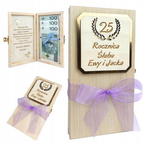 Drewniane pudełko na rocznicę ślubu z grawerem Jubileusz Złote Gody