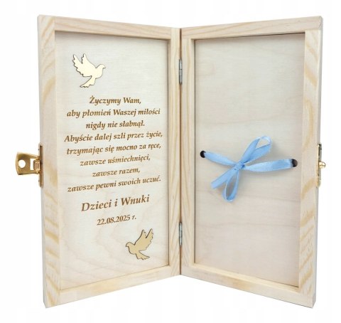 Drewniane pudełko na rocznicę ślubu z grawerem Jubileusz Złote Gody