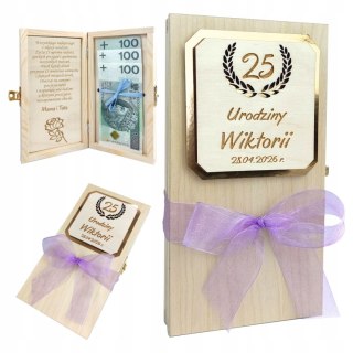 Drewniane pudełko na urodziny z grawerem Jubileusz 18 20 30 50 70 Prezent