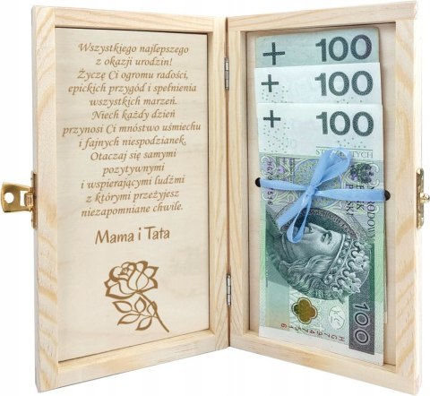 Drewniane pudełko na urodziny z grawerem Jubileusz 18 20 30 50 70 Prezent