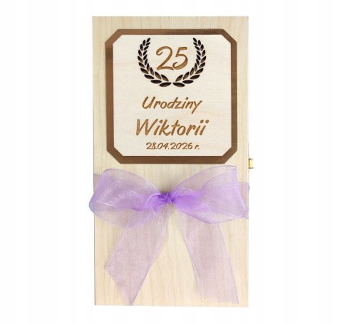 Drewniane pudełko na urodziny z grawerem Jubileusz 18 20 30 50 70 Prezent