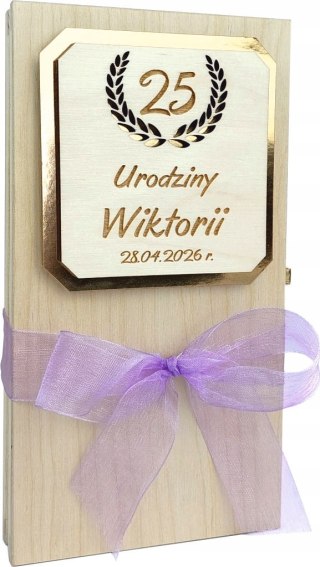 Drewniane pudełko na urodziny z grawerem Jubileusz 18 20 30 50 70