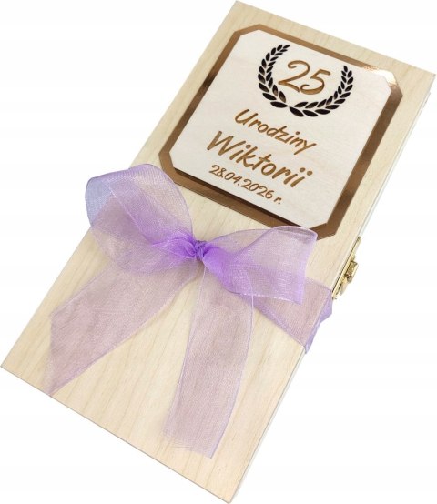 Drewniane pudełko na urodziny z grawerem Jubileusz 18 20 30 50 70