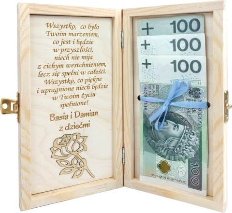 Drewniane pudełko na urodziny z grawerem Jubileusz 18 20 30 50 70