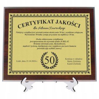 Dyplom Prezent na URODZINY Ramka Certyfikat 18 20 30 40 50 60 + STOJAK