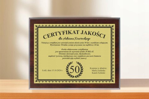 Dyplom Prezent na URODZINY Ramka Certyfikat 18 20 30 40 50 60 + STOJAK