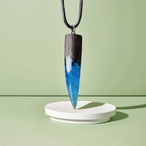 Naszyjnik z Drewna i Żywicy Kieł z proszkiem świecącym Prezent