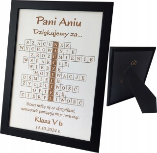 Prezent dla Nauczyciela Krzyżówka Podziękowanie Zakończenie Roku Ramka A4