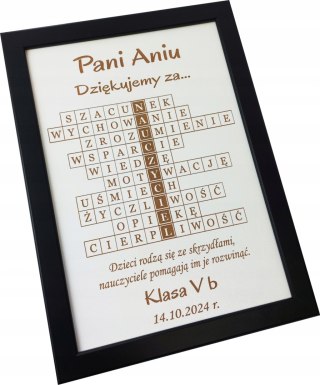 Prezent dla Nauczyciela Krzyżówka Podziękowanie Zakończenie Roku Ramka A4