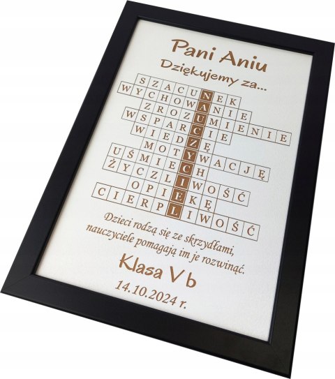 Prezent dla Nauczyciela Krzyżówka Podziękowanie Zakończenie Roku Ramka A4