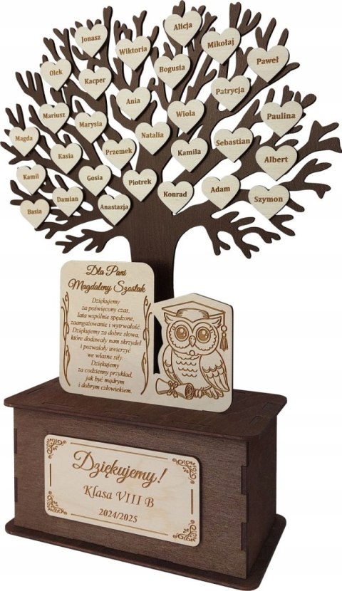 Prezent dla nauczyciela Drzewko z imionami dzieci na zakończenie roku