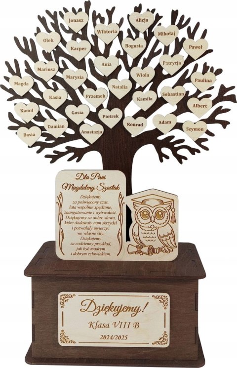Prezent dla nauczyciela Drzewko z imionami dzieci na zakończenie roku