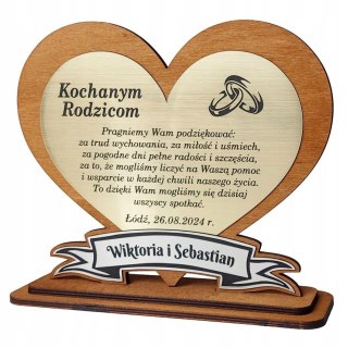 Serce Podziękowanie dla Rodziców na ŚLUB WESELE Rocznicę Srebrne Gody