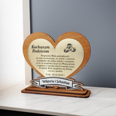 Serce Podziękowanie dla Rodziców na ŚLUB WESELE Rocznicę Srebrne Gody