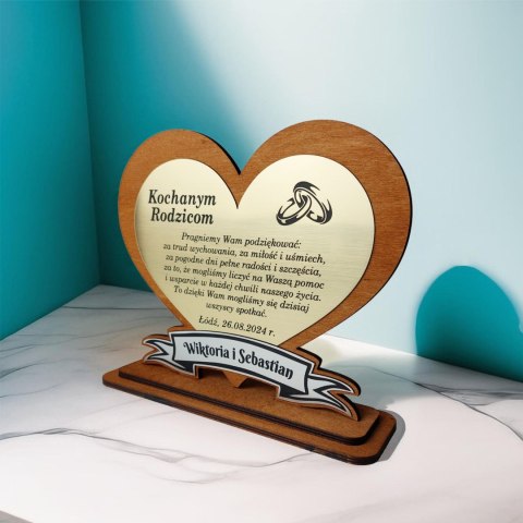 Serce Podziękowanie dla Rodziców na ŚLUB WESELE Rocznicę Srebrne Gody