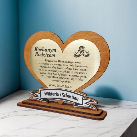 Serce Podziękowanie dla Rodziców na ŚLUB WESELE Rocznicę Srebrne Gody
