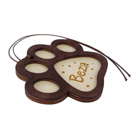 Zawieszka do samochodu Drewniana łapka z grawerem personalizowana Pies Kot