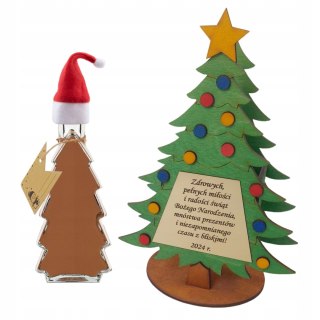 Zestaw prezentowy na święta Ozdobna Drewniana Choinka z Butelką 500 ml
