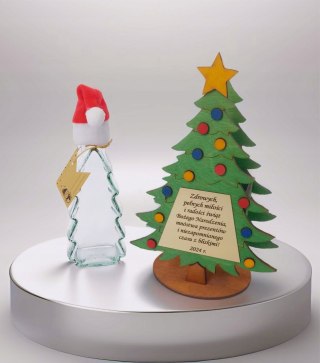 Zestaw prezentowy na święta Ozdobna Drewniana Choinka z Butelką 500 ml