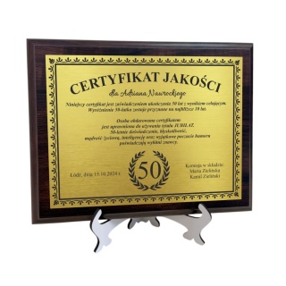 Certyfikat jubileuszowy - personalizowany dyplom urodzinowy dla jubilata