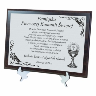 Dyplom Komunijny Personalizowany z Grawerem - Srebrna Pamiątka Pierwszej Komunii Świętej