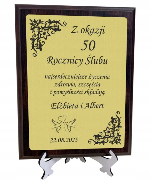 Dyplom z grawerem na rocznicę ślubu - prezent pamiątka jubileusz Złote Gody