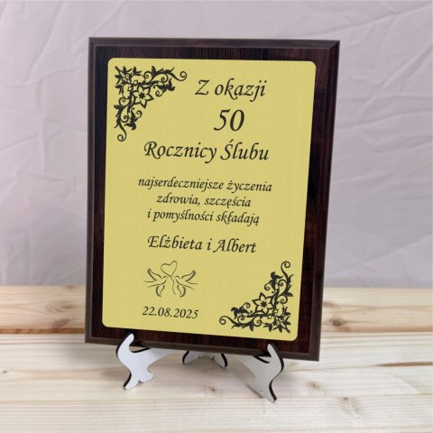 Dyplom z grawerem na rocznicę ślubu - prezent pamiątka jubileusz Złote Gody