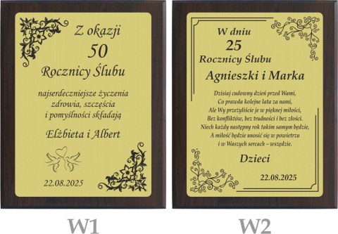 Dyplom z grawerem na rocznicę ślubu - prezent pamiątka jubileusz Złote Gody