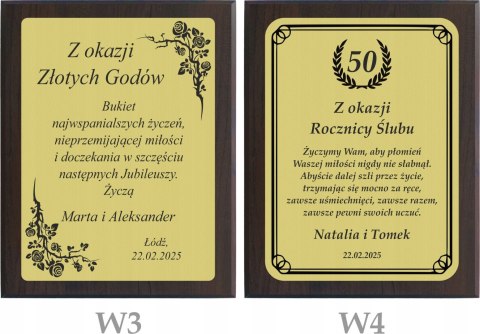 Dyplom z grawerem na rocznicę ślubu - prezent pamiątka jubileusz Złote Gody