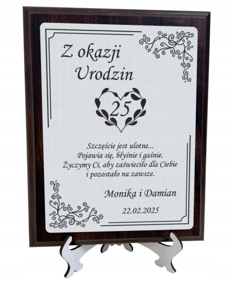 Dyplom z grawerem na urodziny Elegancki prezent pamiątka jubileusz 18 30 50
