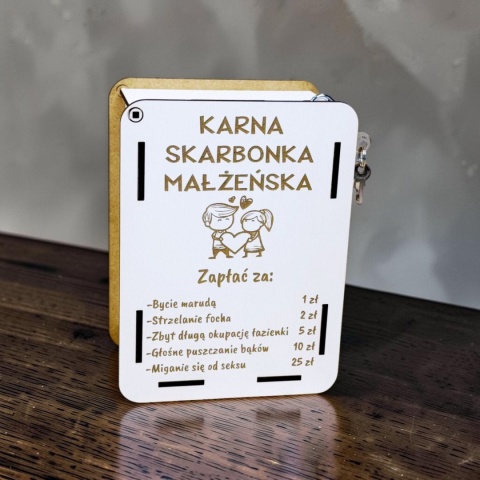 Śmieszna karna skarbonka małżeńska z grawerem