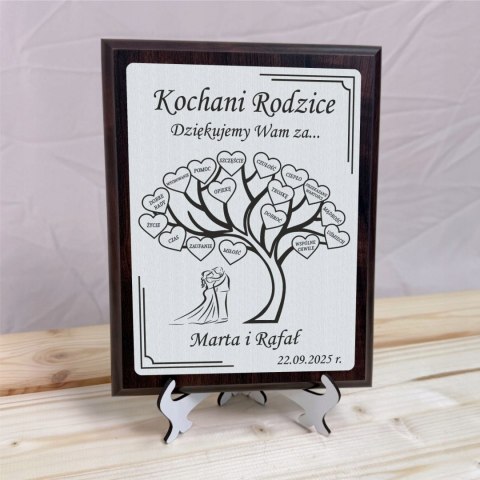 Podziękowanie dla rodziców na ślub Grawerowany Dyplom Drzewko Wdzięczności