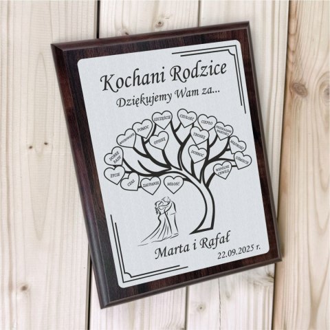 Podziękowanie dla rodziców na ślub Grawerowany Dyplom Drzewko Wdzięczności