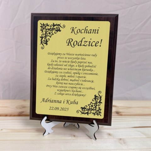 Podziękowanie dla rodziców na ślub Personalizowany dyplom z grawerem WESELE