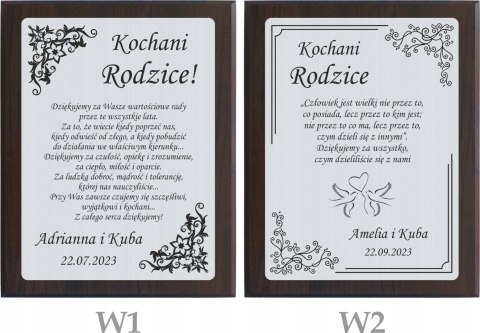 Podziękowanie dla rodziców na ślub Personalizowany dyplom z grawerem WESELE