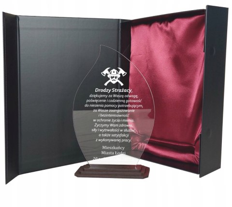Podziękowanie dla strażaka elegancka statuetka z dedykacją Dzień Strażaka