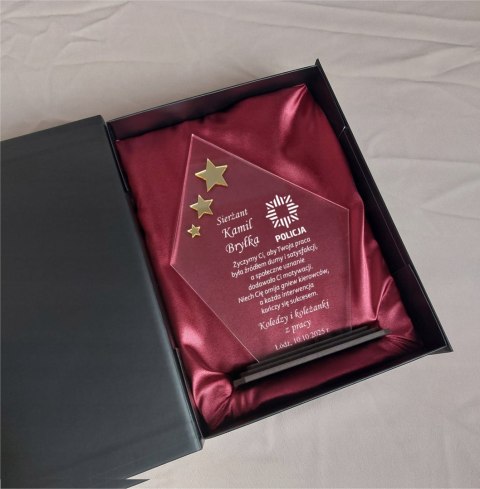 Prezent dla policjanta statuetka z dedykacją podziękowanie Policja upominek