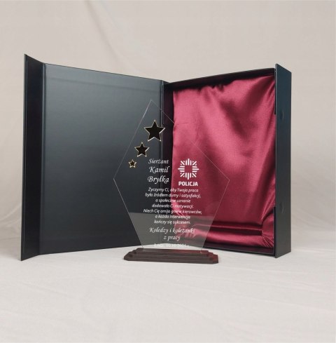 Prezent dla policjanta statuetka z dedykacją podziękowanie Policja upominek