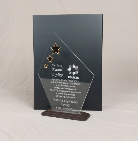 Prezent dla policjanta statuetka z dedykacją podziękowanie Policja upominek
