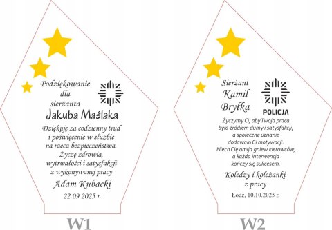 Prezent dla policjanta statuetka z dedykacją podziękowanie Policja upominek