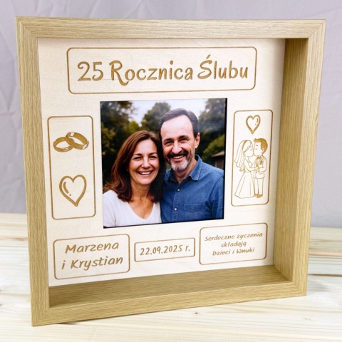 Ramka z grawerem i zdjęciem - elegancki prezent na rocznicę ślubu pamiątka