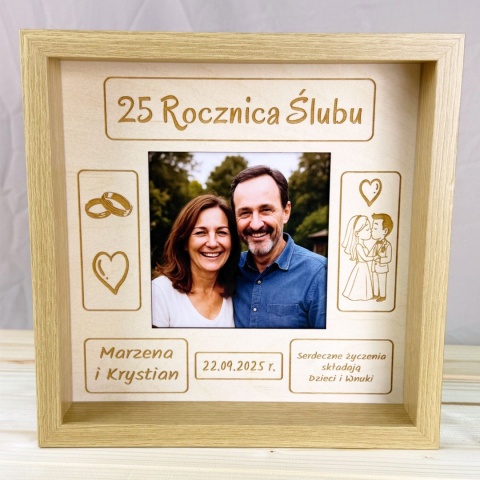 Ramka z grawerem i zdjęciem - elegancki prezent na rocznicę ślubu pamiątka