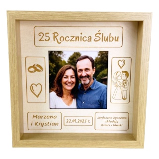 Ramka z okazji rocznicy ślubu dla rodziców lub dziadków - personalizowany prezent ze zdjęciem