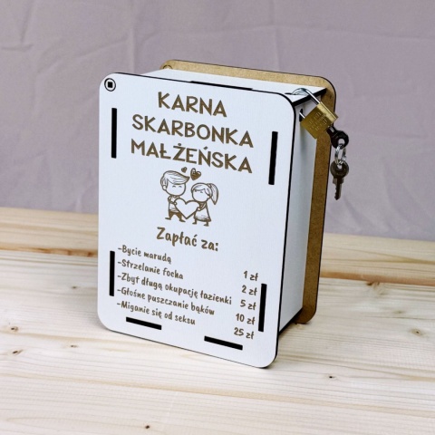 Skarbonka Małżeńska Karna Prezent Rocznica Ślubu + kłódka