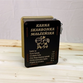 Skarbonka Małżeńska Karna Czarna Zabawny Prezent Rocznica Ślubu + kłódka