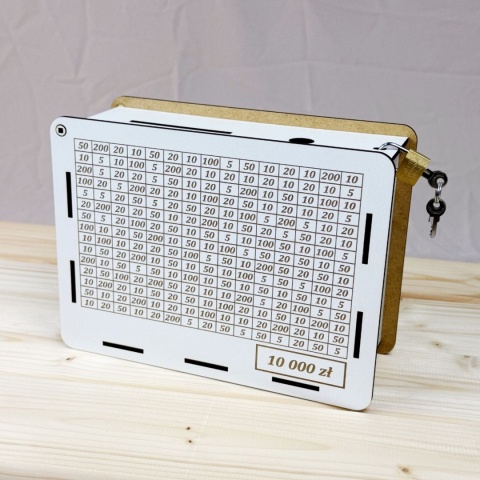 Skarbonka Wykreślana prezent na Urodziny z kłódką - Wybór kwot