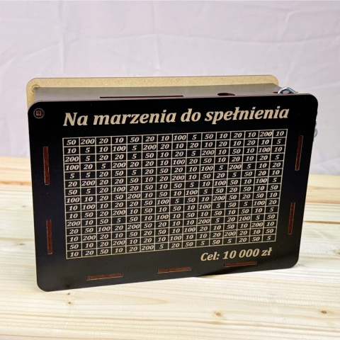 Skarbonka Wykreślana Czarna prezent na Urodziny z kłódką i grawerem